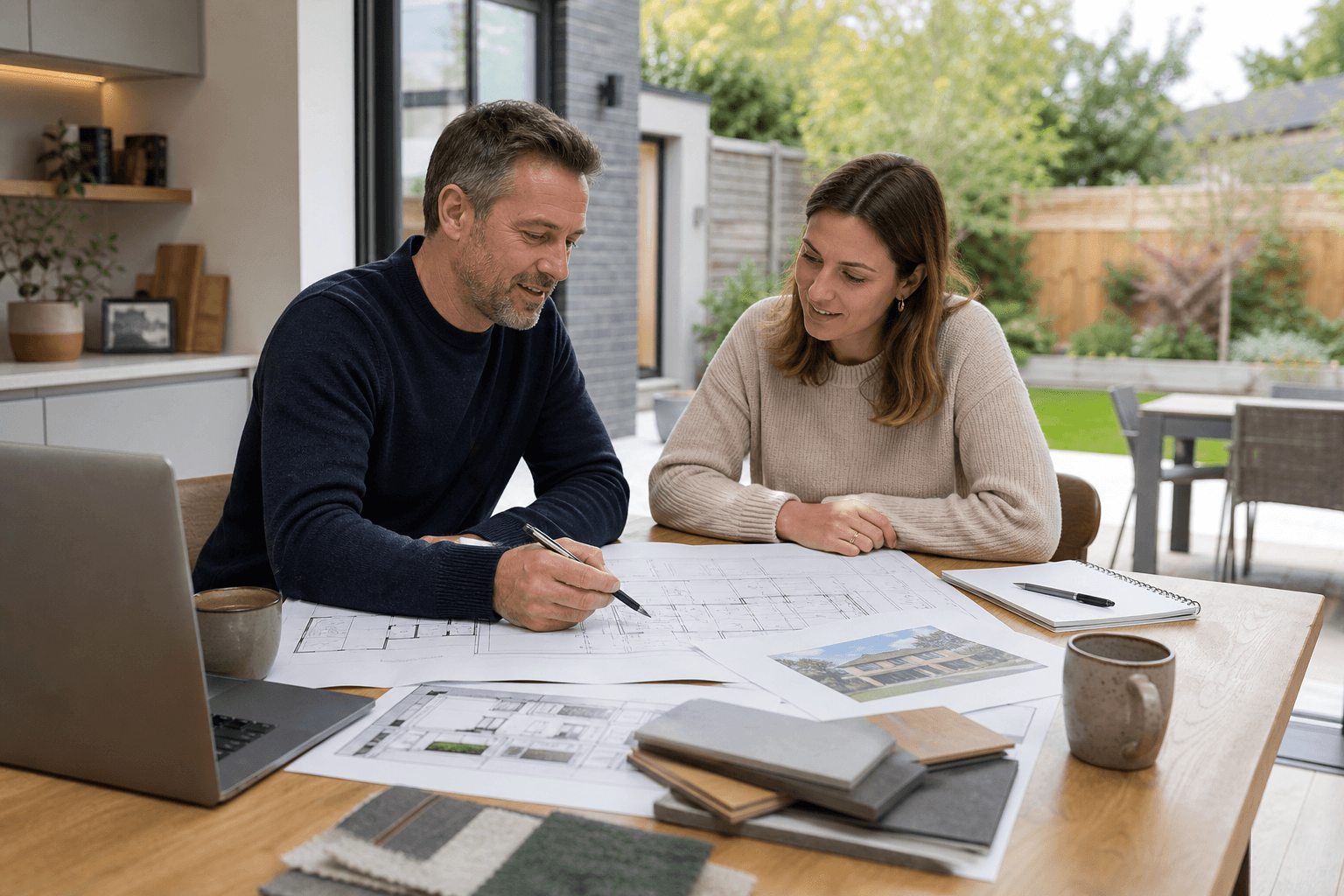 Professional architects work at a UK home