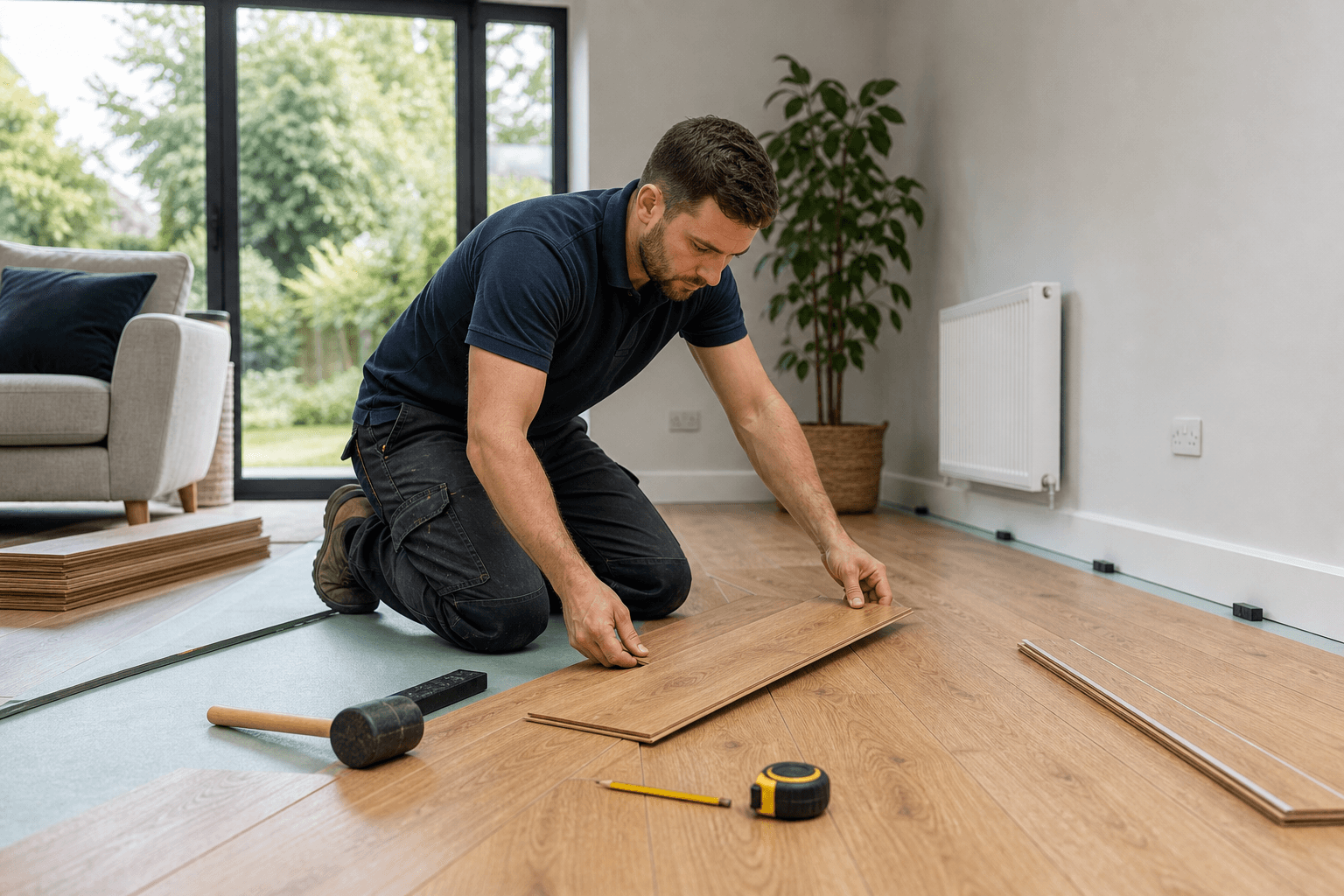 Professional flooring work at a UK home